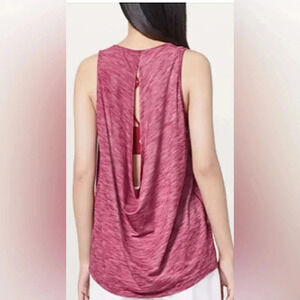 Lululemon Low Key Tank Silverscent Open Back Flowy Heather Ruby Red small